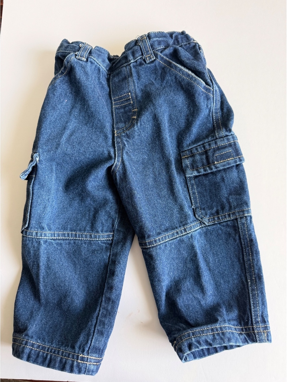 Vintage b.t. kids Dark Wash Denim Cargo Jeans Size 18M